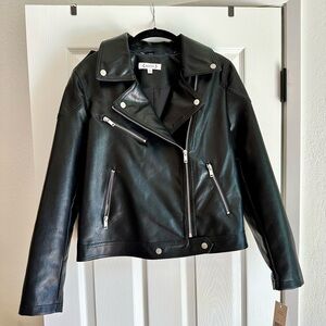 NWT - Nanette Lepore Faux Leather Moto Jacket -black size 10